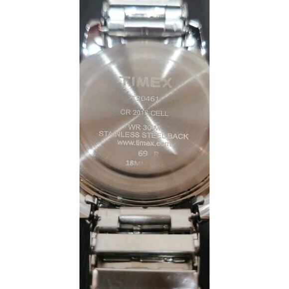 Timex Easy Reader Watch Men 35mm Silver Tone Day Date Stretch Need Battery - Picture 3 of 3
